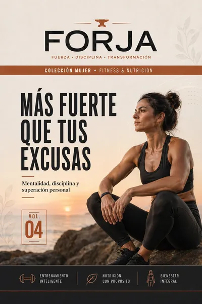 Portada de Más Fuerte que tus Excusas — cuaderno de 90 días con 30 protocolos para mujeres